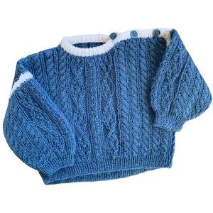 Vintage Hand Knit Powder Blue Soft Sweater